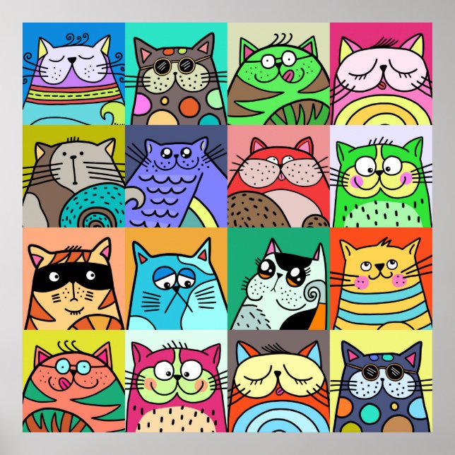Poster Comunidade de Gatos de Pet de Doodal Adorável (Frente)