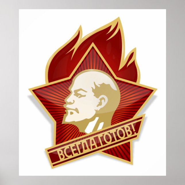 Poster Comunista Vladimir Lenin Organização Pioneiros (Frente)