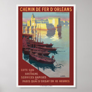 Poster Concarneau França Cartaz Antigo 1919