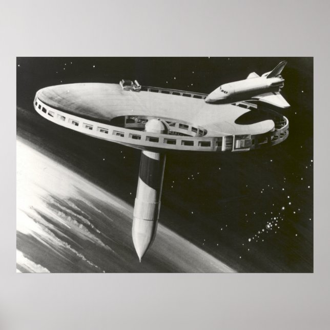 Póster Conceito de estação espacial da NASA de 1977 (Frente)