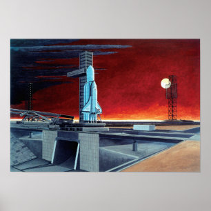 Póster Conceito de Plataforma de Lançamento de Lua Cheia