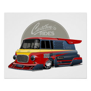 Póster Conceito de van de retrocorrida personalizado