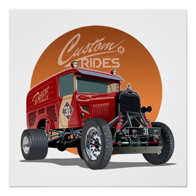 Póster Conceito personalizado de carro de retrocorrida (Frente)