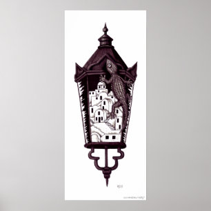 Poster Conceito surreal do gekko de Santorini preto e