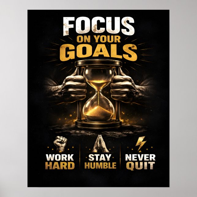 Poster Concentre-se Nos Seus Objetivos Citações Motivacio (Frente)