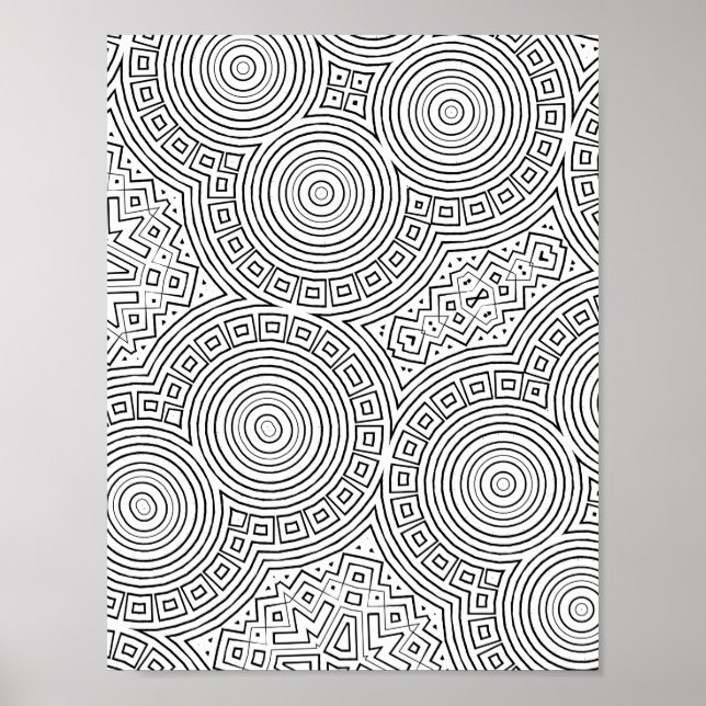 Poster Concentric Circle Mosaic Coloring Page Pattern Art (Frente)