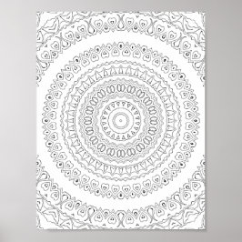 Poster Concentric Heart Waves Coloring Page Pattern Art