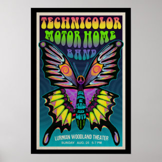 Poster Concertação de TMH com Borboleta Psicodélica Vinta