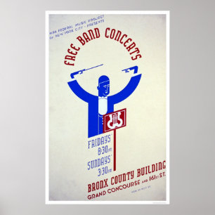Poster concerto de Bandas Bronx 1940 WPA