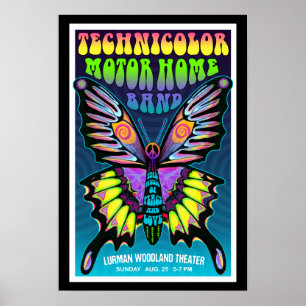 Poster concerto de Lurman com borboleta psicodélica de T