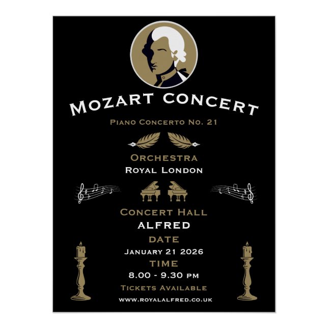 Póster Concerto de Música de Mozart (Frente)