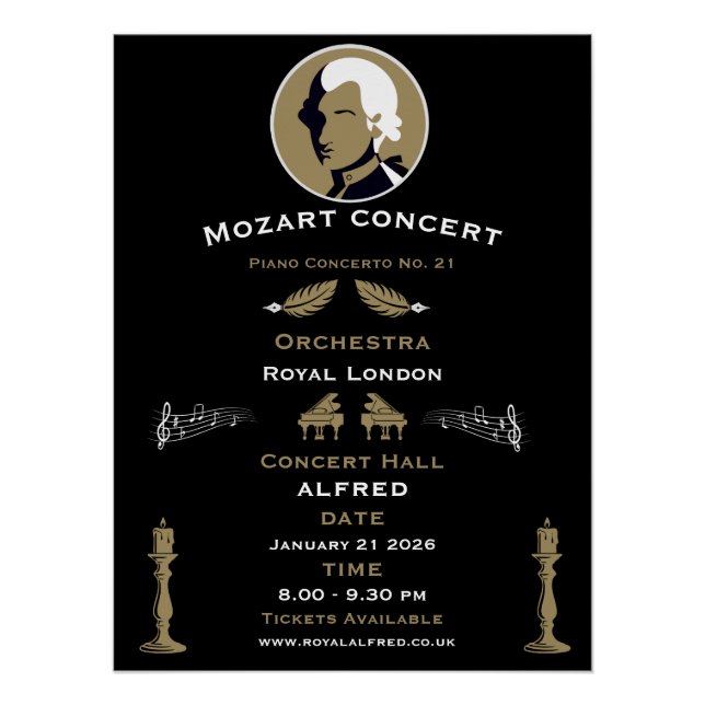 Póster Concerto de Música de Mozart (Frente)