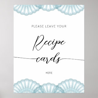 Poster Concha Azul Elegante deixe seu cartão de receita