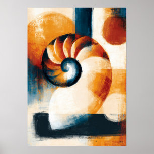 Poster Concha Espiral Uzumaki Japonesa Moderna Abstrata O