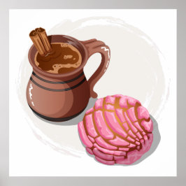 Poster Concha Pan Dulce e Champurrado Mug Tradicional