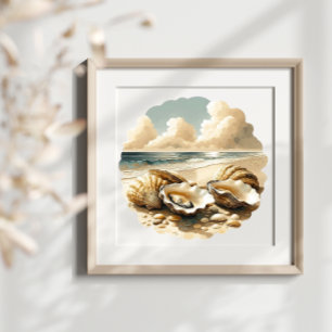 Poster Conchas de Ostras em uma praia Sandy