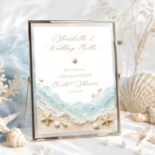 Poster Conchas e Sininhos de Casamento Boas-Vindas Chá de