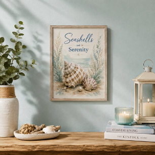 Poster Conchas Marinhas e Serenidade Banheiro Pequeno Cos