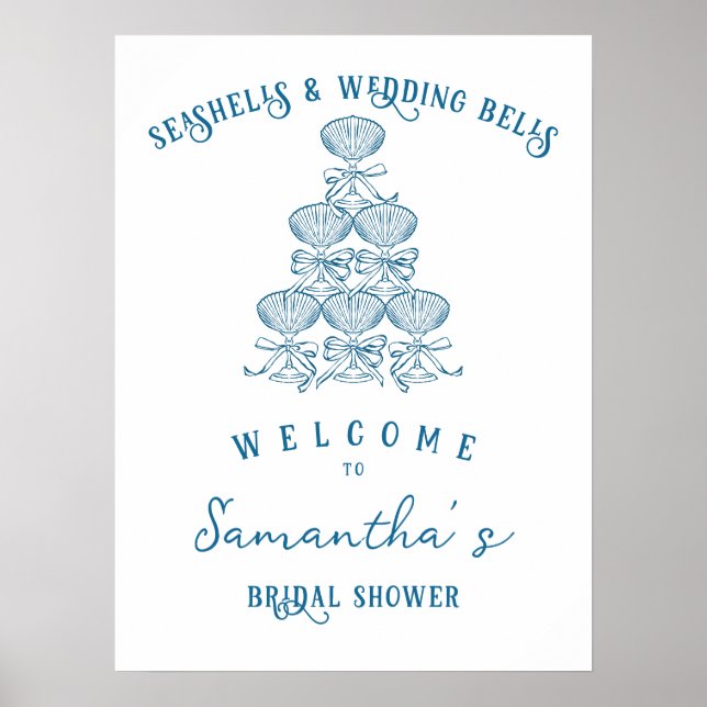 Poster Conchas Marinhas & Sininhos de Casamento Despedida (Frente)