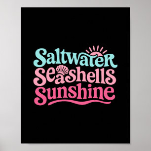 Poster Conchas Marinhas Sol Havaí Praia Verão V