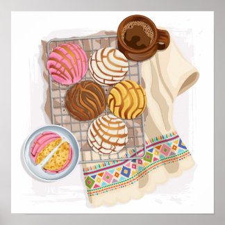 Poster Conchas Mexicanas Pan Dulce & Champurrado