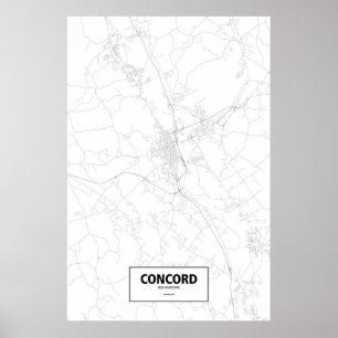 Póster Concord, Nova Hampshire (preto no branco)