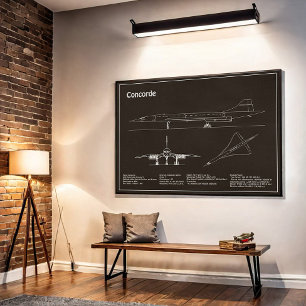 Poster Concorde - Planos de desenho do avião PD