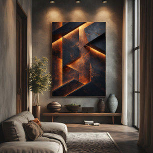 Poster Concreto Abstrato Laranja Escuro Futurista