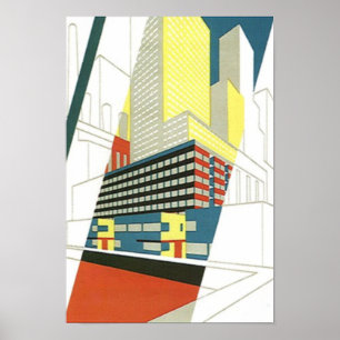 Poster concreto da arquitetura dos arranha-céus d