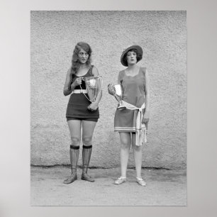 Póster Concurso de Beleza de Banho, 1922. Foto Antiga