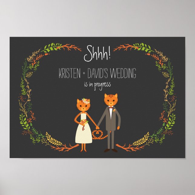 Póster Concurso de Casamento de Gatos Florestais Rustic B (Frente)