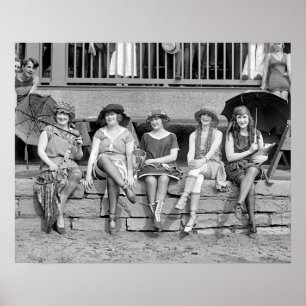 Poster Concurso de Costume de Praia, 1921. Vintage Photo