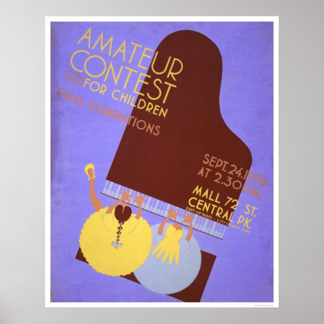Póster Concurso musical Crianças 1936 WPA (Frente)