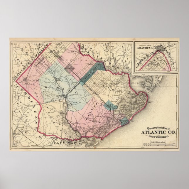 Póster Condado de Atlantic, NJ (Frente)