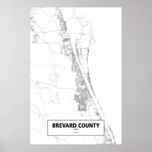 Poster Condado de Brevard, Flórida (preto no branco)