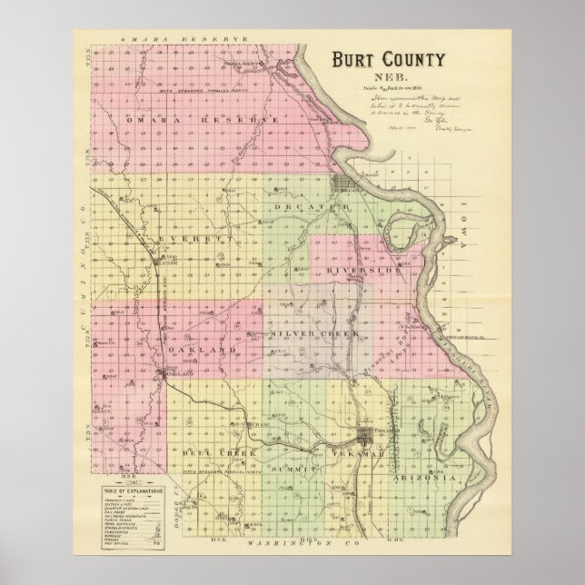 Póster Condado de Burt, Nebraska (Frente)