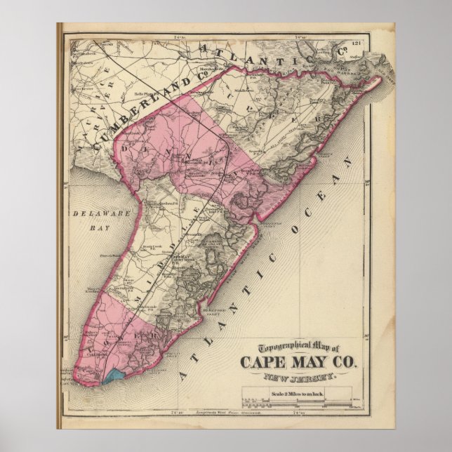 Póster Condado de Cape May, NJ (Frente)