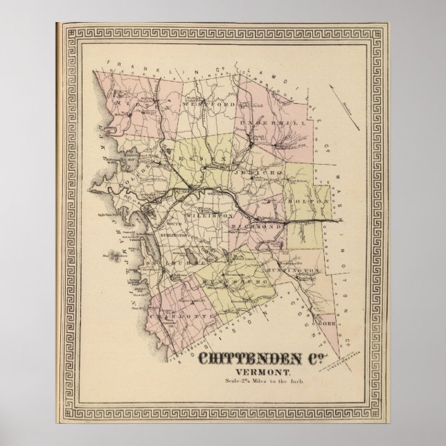 Póster Condado de Chittenden em Vermont (Frente)