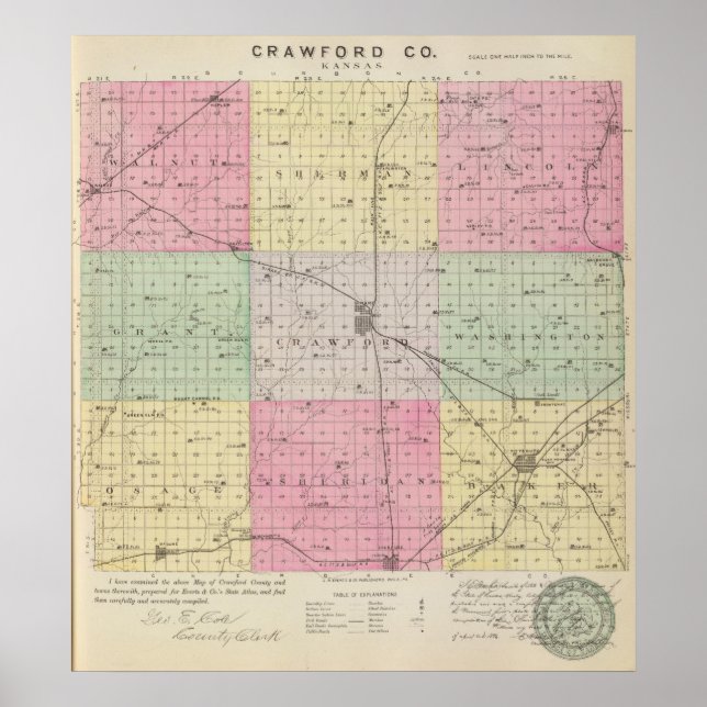 Poster Condado de Crawford, Kansas (Frente)