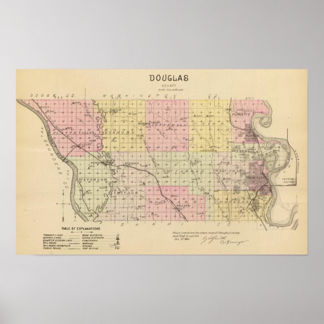 Póster Condado de Douglas, Nebraska (Frente)