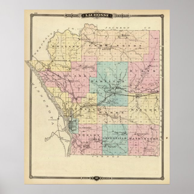 Póster Condado de Lacrosse, Wisconsin (Frente)