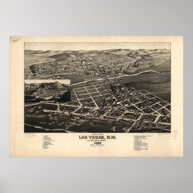 Póster Condado de Las Vegas San Miguel Novo México (1882) (Frente)