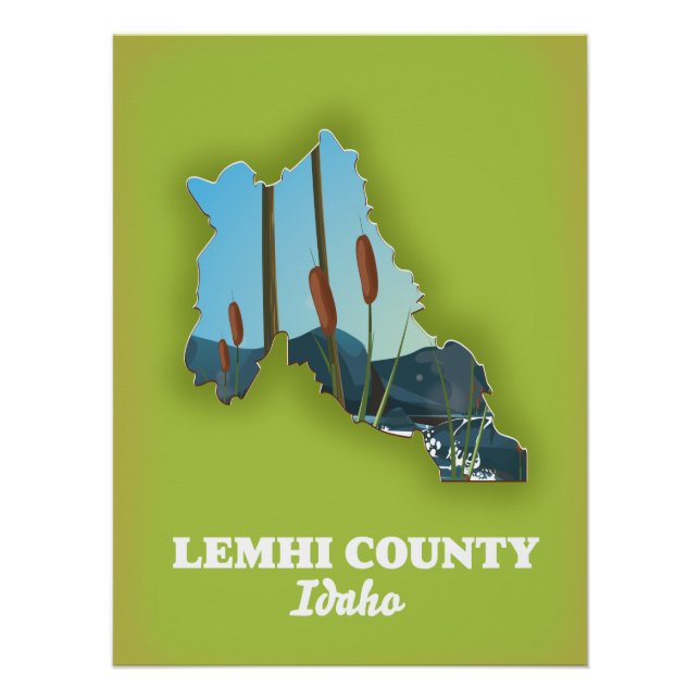 Póster Condado de Lemhi, mapa de Idaho (Frente)