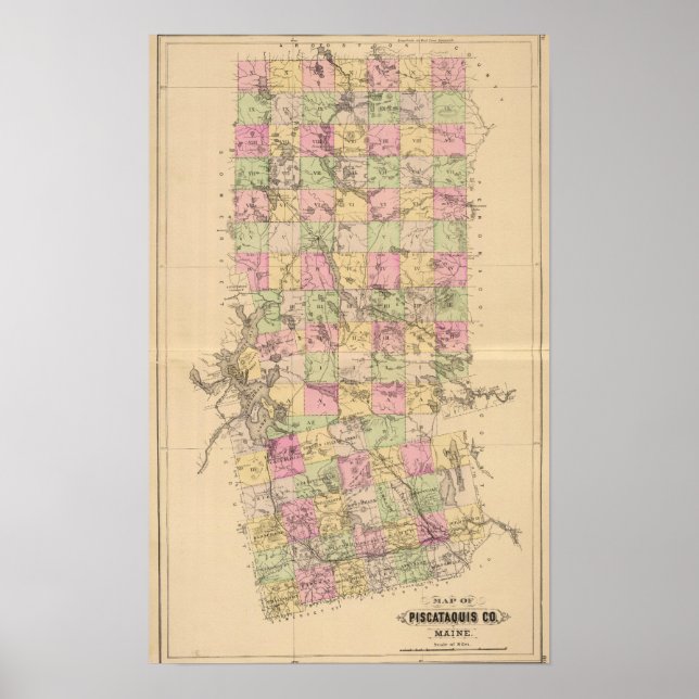 Póster Condado de Piscataquis, Maine (Frente)