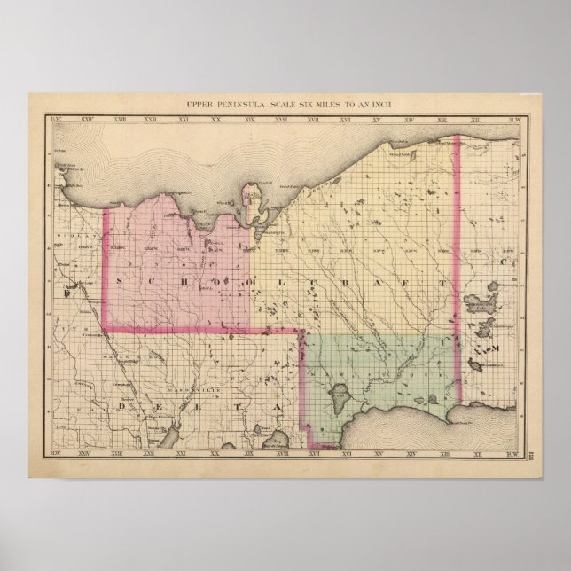 Póster Condado de Schoolcraft (Frente)