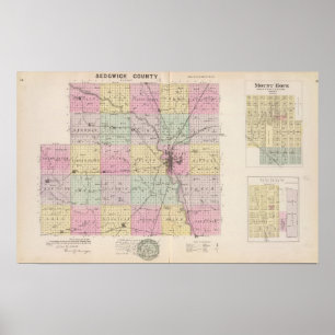 Póster Condado de Sedgwick, Monte Hope e Derby, Kansas