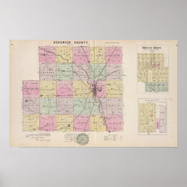 Póster Condado de Sedgwick, Monte Hope e Derby, Kansas (Frente)