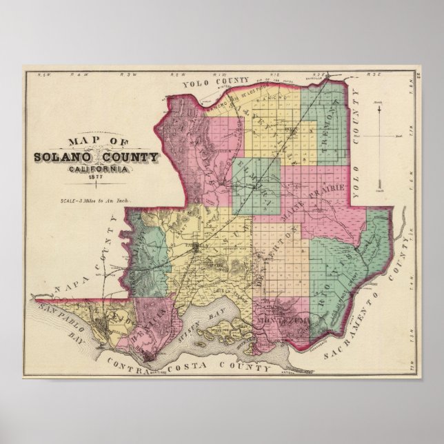 Póster Condado de Solano, Califórnia (Frente)