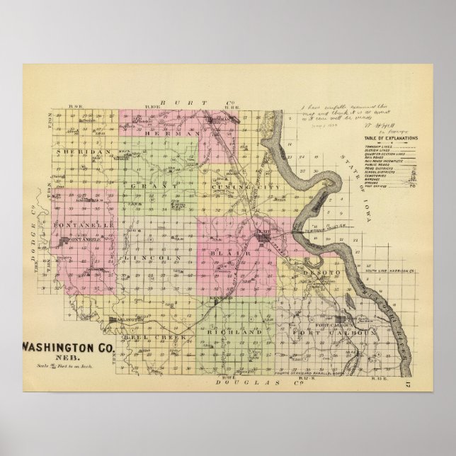 Póster Condado de Washington, Nebraska (Frente)