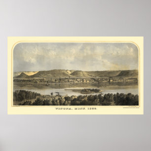 Póster Condado de Winona, Mapa Panorâmico MN - 1867